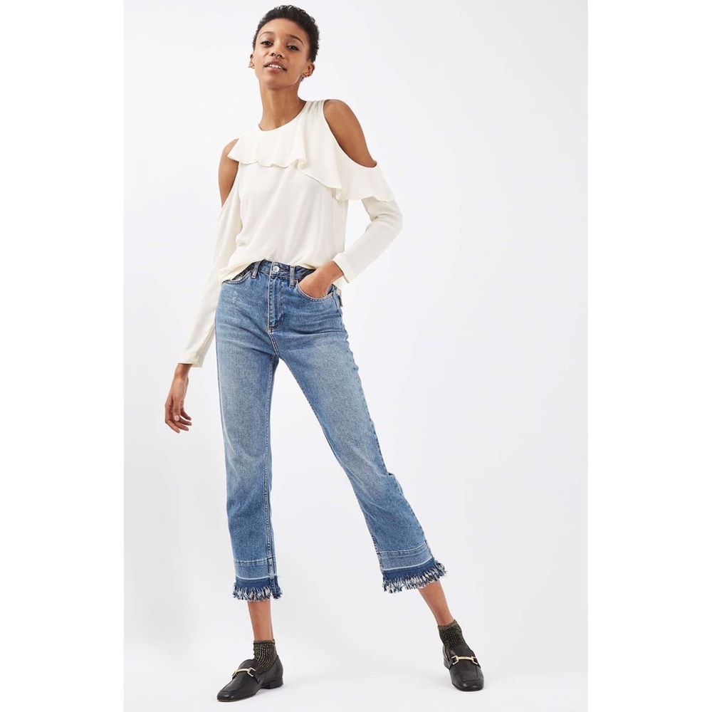 Topshop Izzy cold shoulder blouse in black